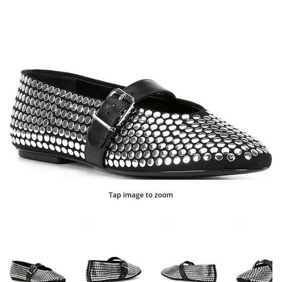 SCHUTZ Black and Silver Studded Flats - Picture 1 of 6